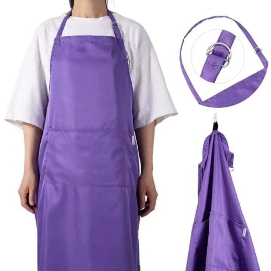 Purple Apron with Pockets: Lightweight and Adjustable