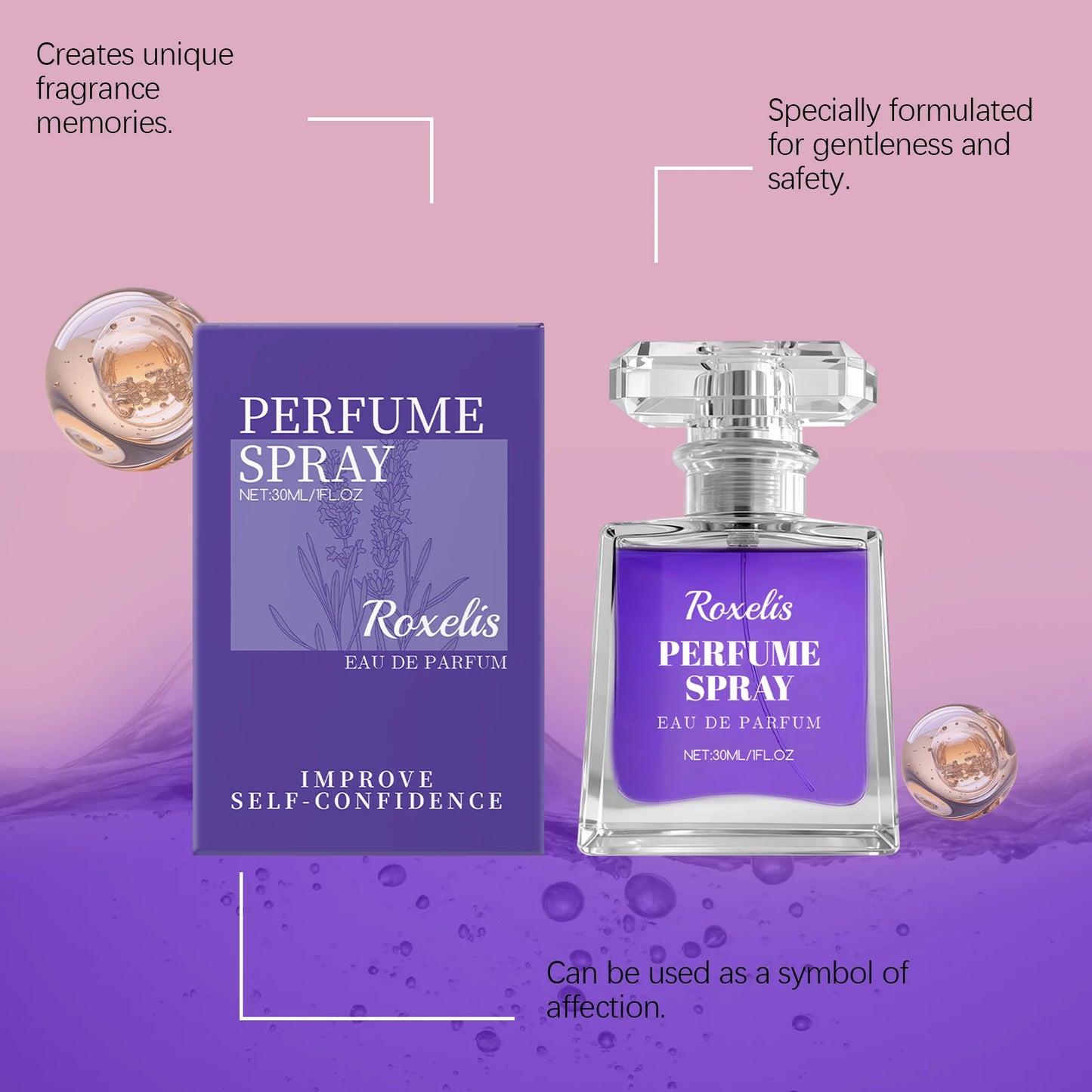 Lavender Perfume for Women - Roxelis Gentle Elegant Scent, Long Lasting Portable Fragrance, Daily Wear Compact Perfume