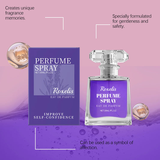 Lavender Perfume for Women - Roxelis Gentle Elegant Scent, Long Lasting Portable Fragrance, Daily Wear Compact Perfume