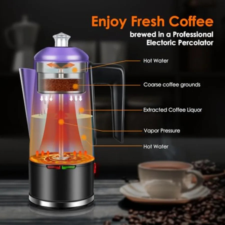 Electric Stainless Steel Coffee Percolator 12cups