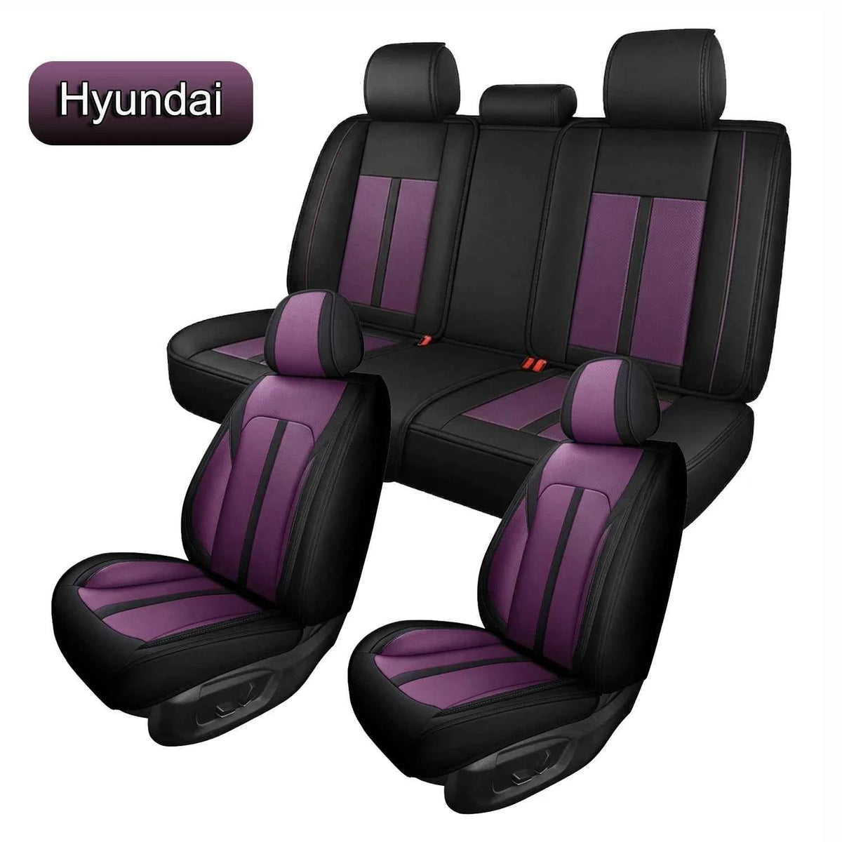 Car Seat Covers Full Set for Hyundai Tucson, Kona, i20, i30, i10, Santa Fe, Bayon, Nexo, Seat Protectors PU Leather, Breathable Soft Material, Waterproof Airbag Compatible, 5-Seats