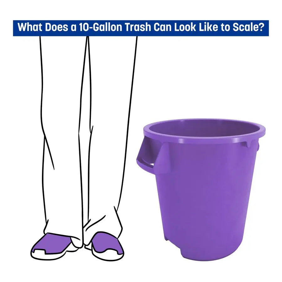Bronco Waste Container Trash Container, Round Trash Bin for Disposal, 10 Gallons, Purple