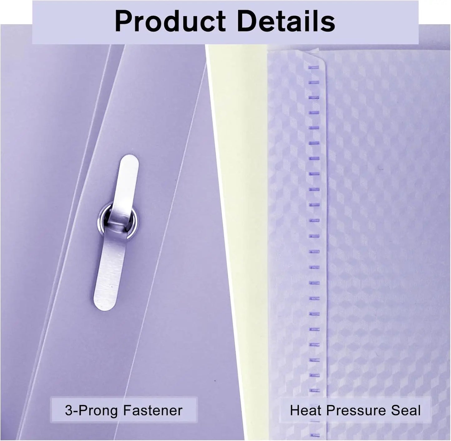 6-Pack Pastel Purple Folders with Pockets and Fasteners