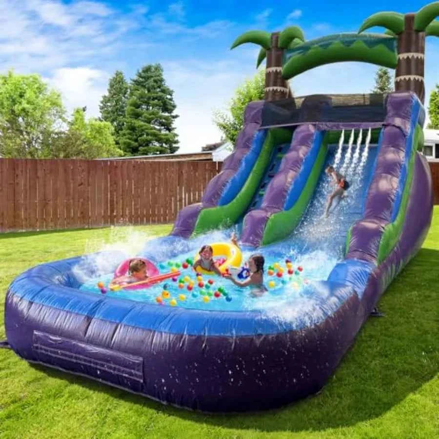 Inflatable water slide 21'x9'x12' with pool - Purpleobsessions