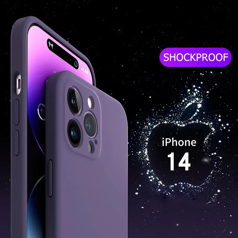 Purple Liquid Silicone Shockproof Phone Case For iPhone 16 13 15 Pro Max 12 11 14 Plus X XS XR