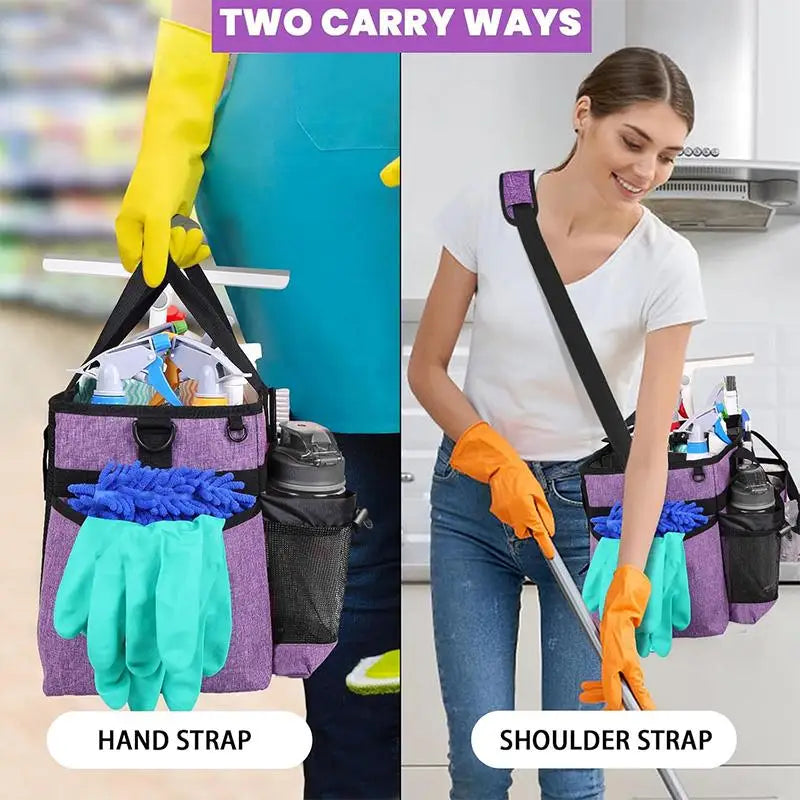 Large Tote Bag with Adjustable Shoulder Strap and Waist Belt, Multi-Pocket Caddy Organizer
