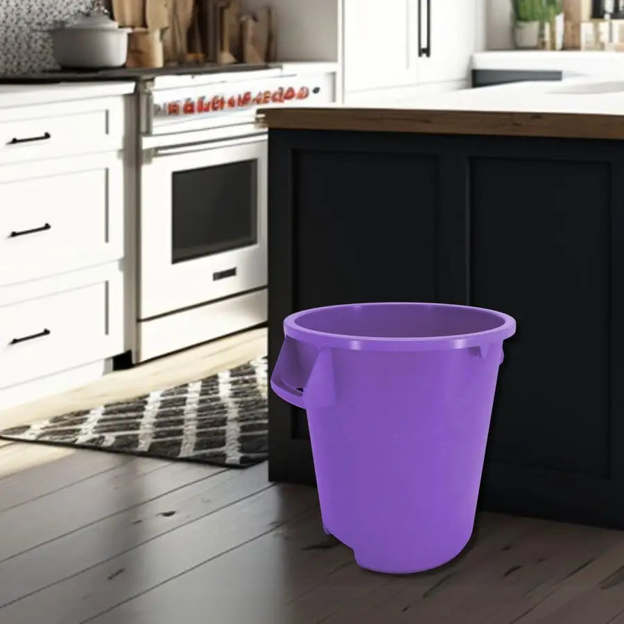 Bronco Waste Container Trash Container, Round Trash Bin for Disposal, 10 Gallons, Purple