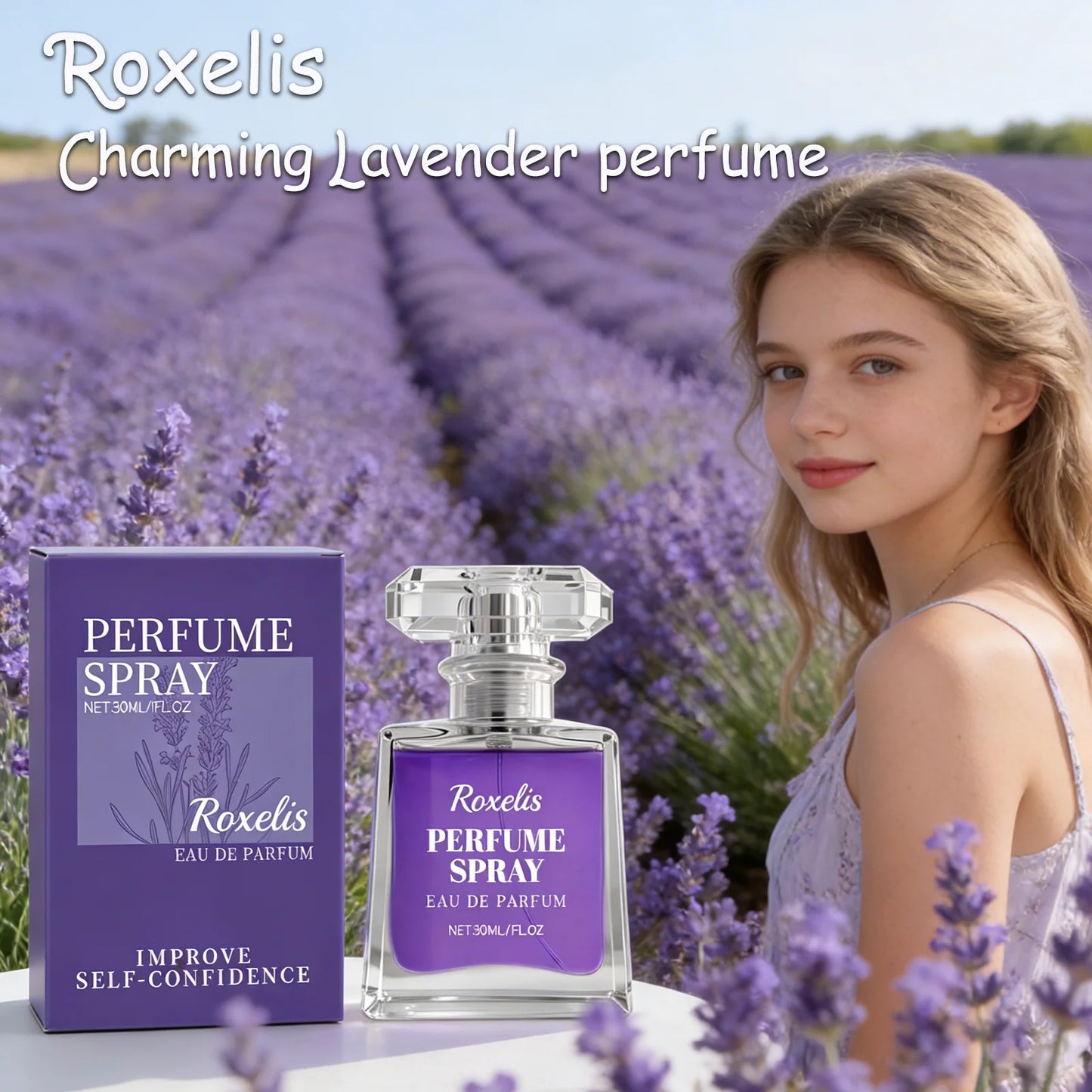 Lavender Perfume for Women - Roxelis Gentle Elegant Scent, Long Lasting Portable Fragrance, Daily Wear Compact Perfume