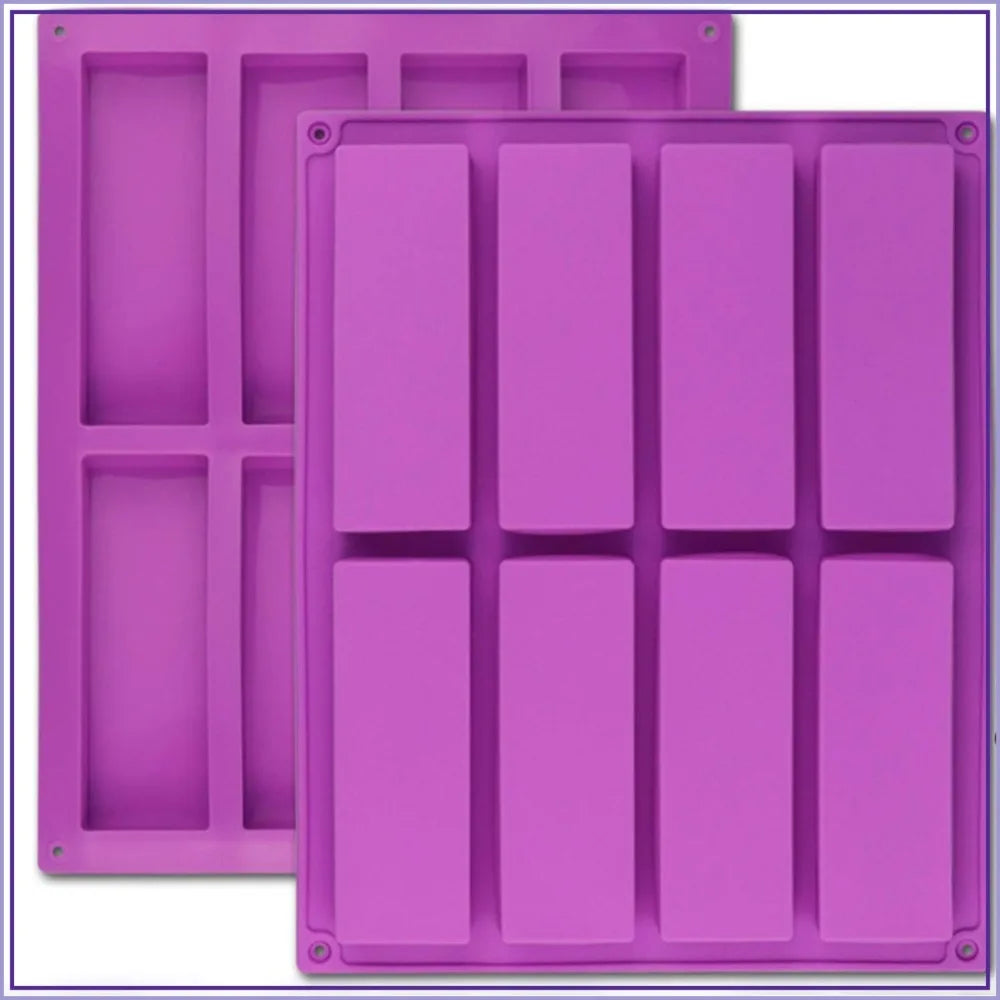 8 Cavity Rectangle Silicone Mold for Granola Bars, Chocolate, Brownies, Cheesecake - Non-Stick, Reusable, Oven Safe