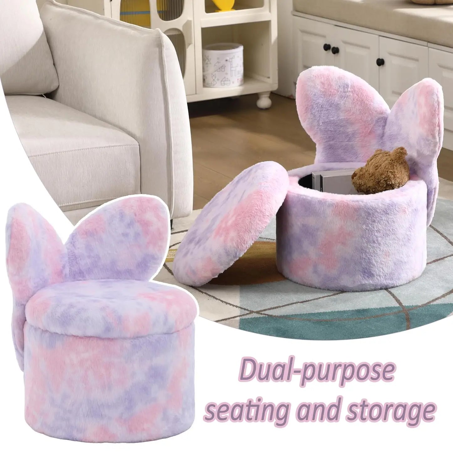 Kids Butterfly Armchair with Storage Ottoman