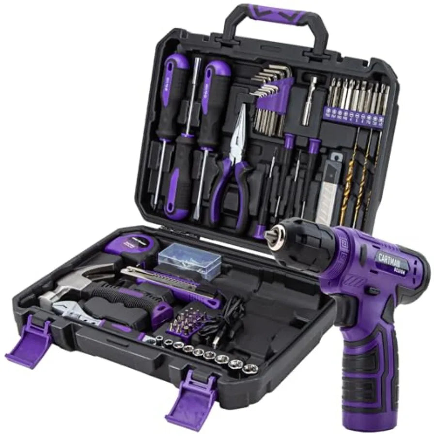 150-Piece Household Tool Set, 8V Cordless Drill Driver Kit, Complete Hand Tool Kit