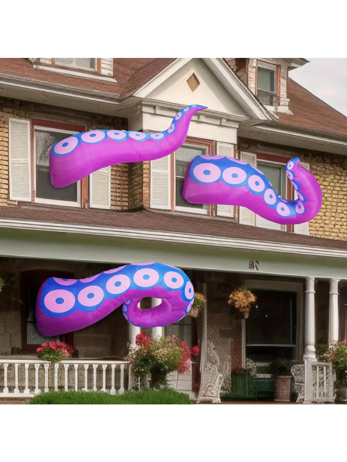 3 Pcs Halloween Inflatables Octopus Tentacle Outdoor Window Decorations with Build-in LEDs, Halloween Front Door Window Roof Prop,