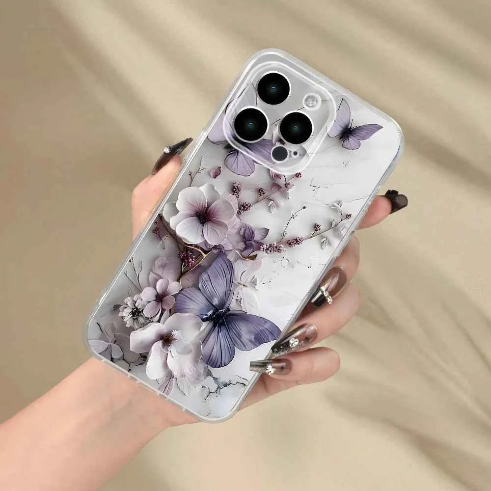 Purple butterfly with floral motif for iPhone 17 16/15/14/13/12/11 Pro Max Plus