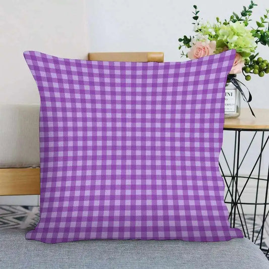 18x18 Inch Purple Plaid Decorative Pillow Cover