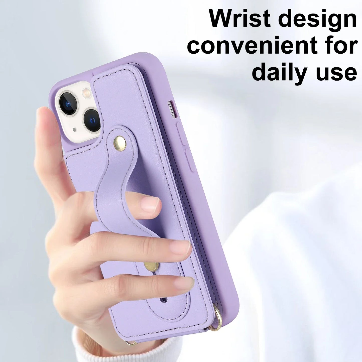 Crossbody Neckband Lanyard Wristband Wallet Leather Case for iPhone