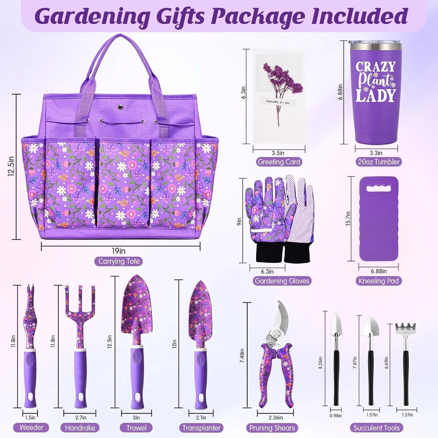 14 PCS Garden Tool Set with Tote Bag & Tumbler