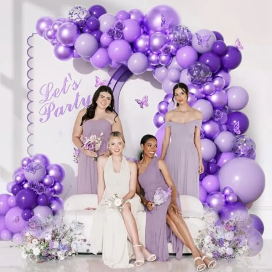 136 pcs Purple Balloons Garland Arch Kit