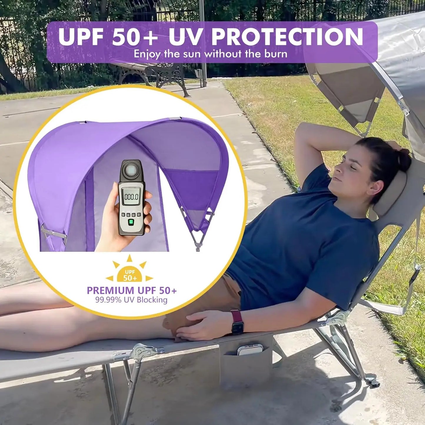 Backpack Beach Tanning Chair with Canopy and Face Hole